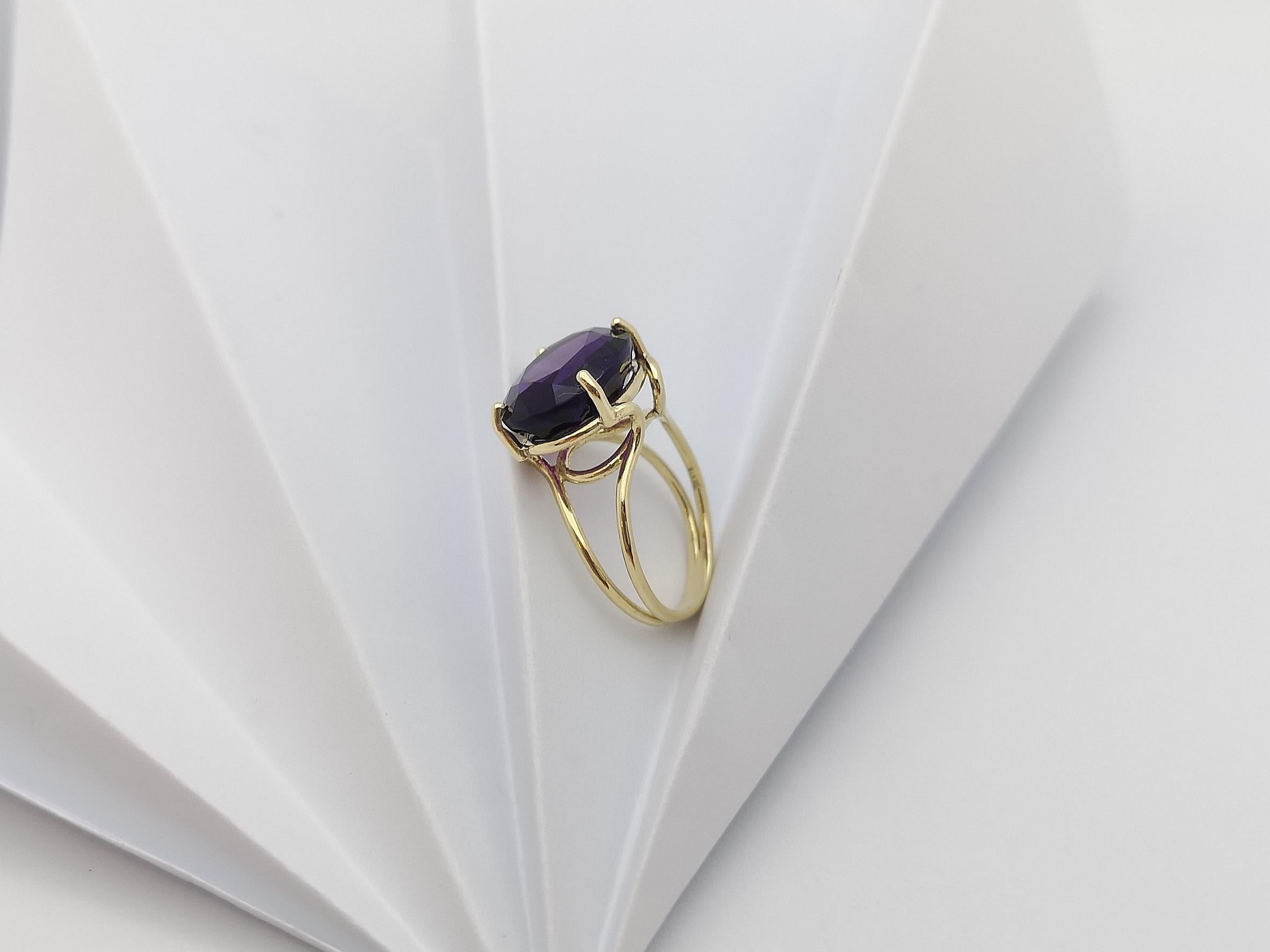 Amethyst Ring Set in 14 Karat Gold Settings For Sale 4