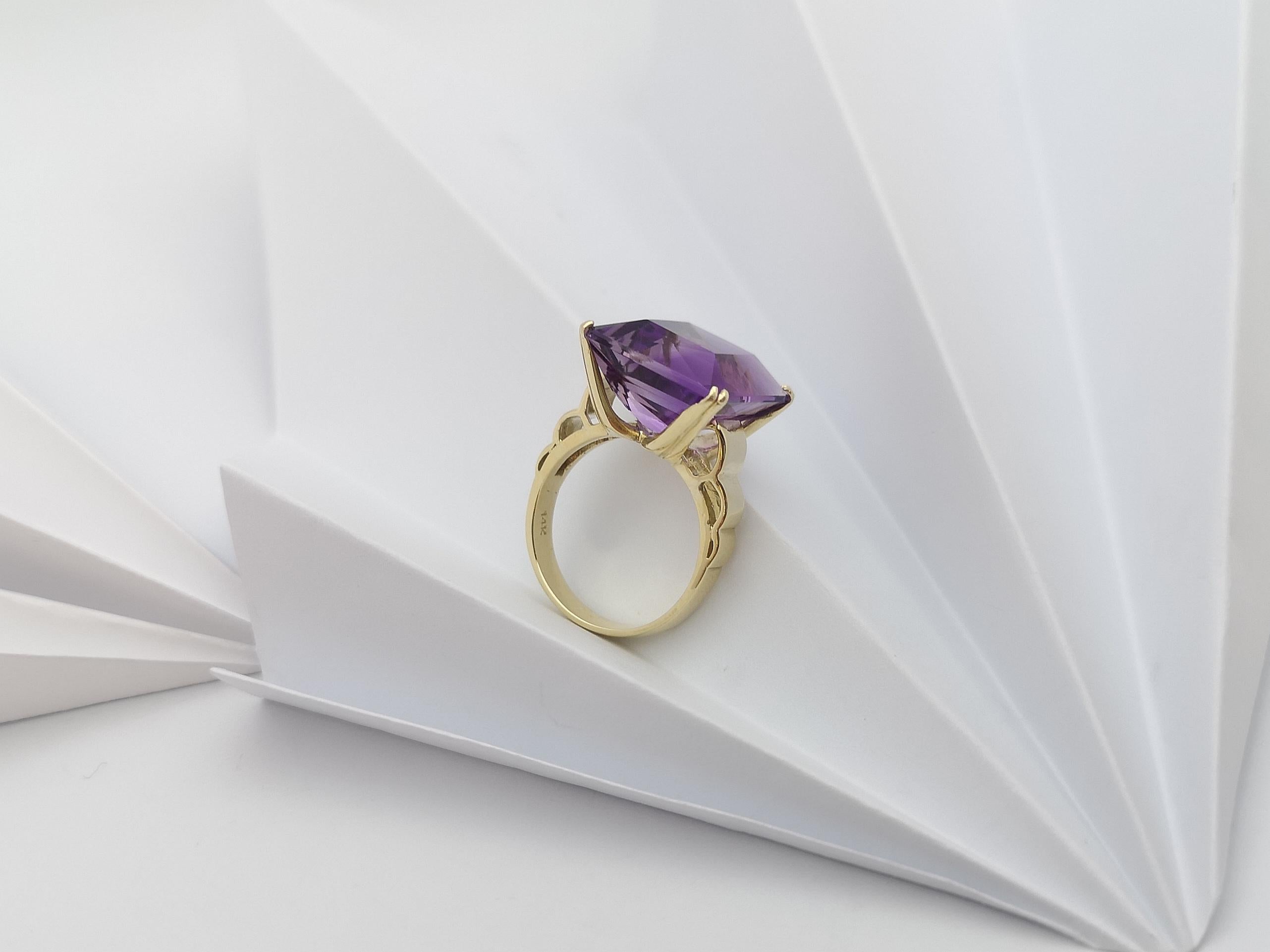 Amethyst-Ring in 14 Karat Gold gefasst im Angebot 8