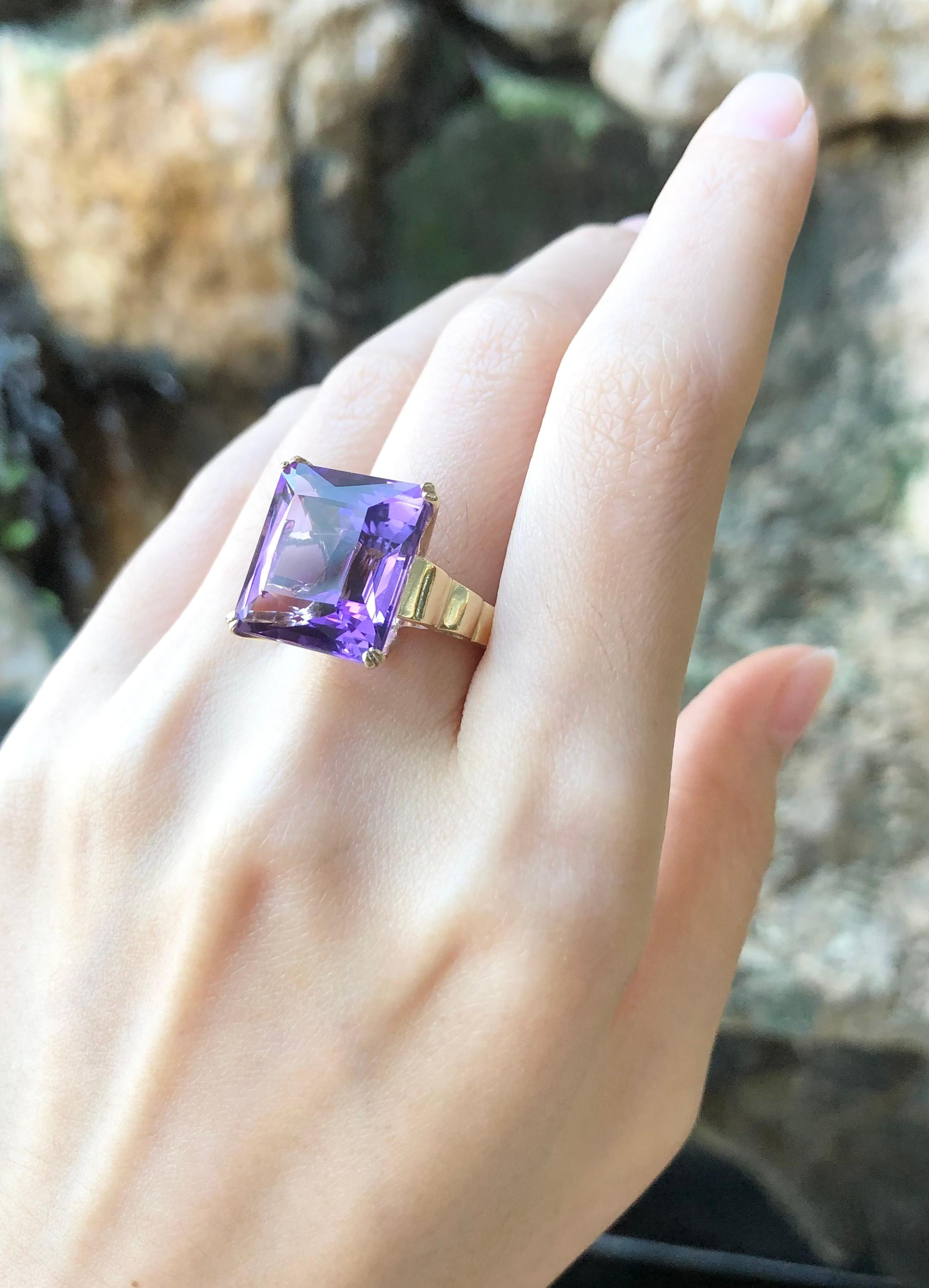 Amethyst-Ring in 14 Karat Gold gefasst (Zeitgenössisch) im Angebot