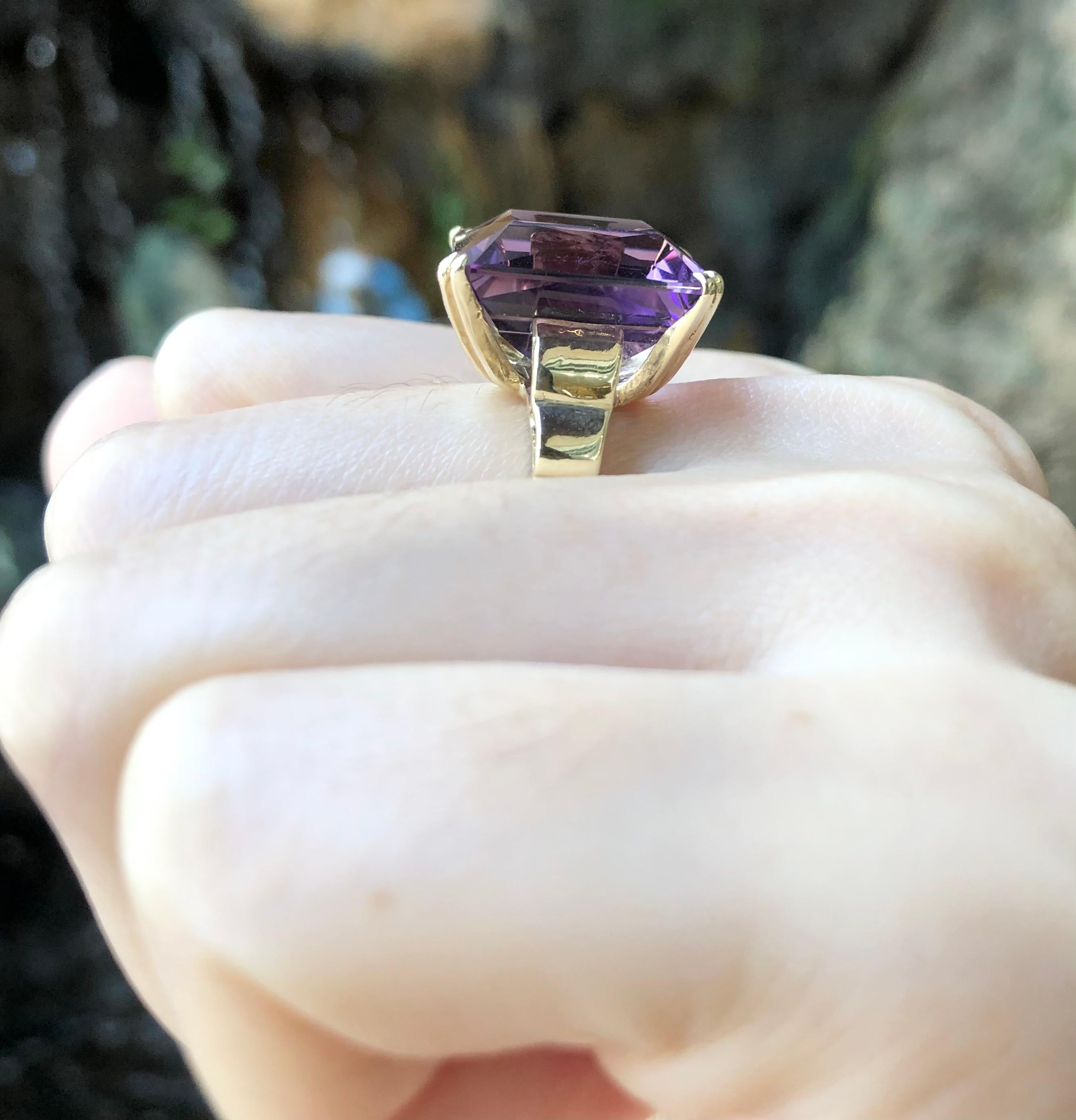Amethyst-Ring in 14 Karat Gold gefasst im Zustand „Neu“ im Angebot in Bangkok, TH