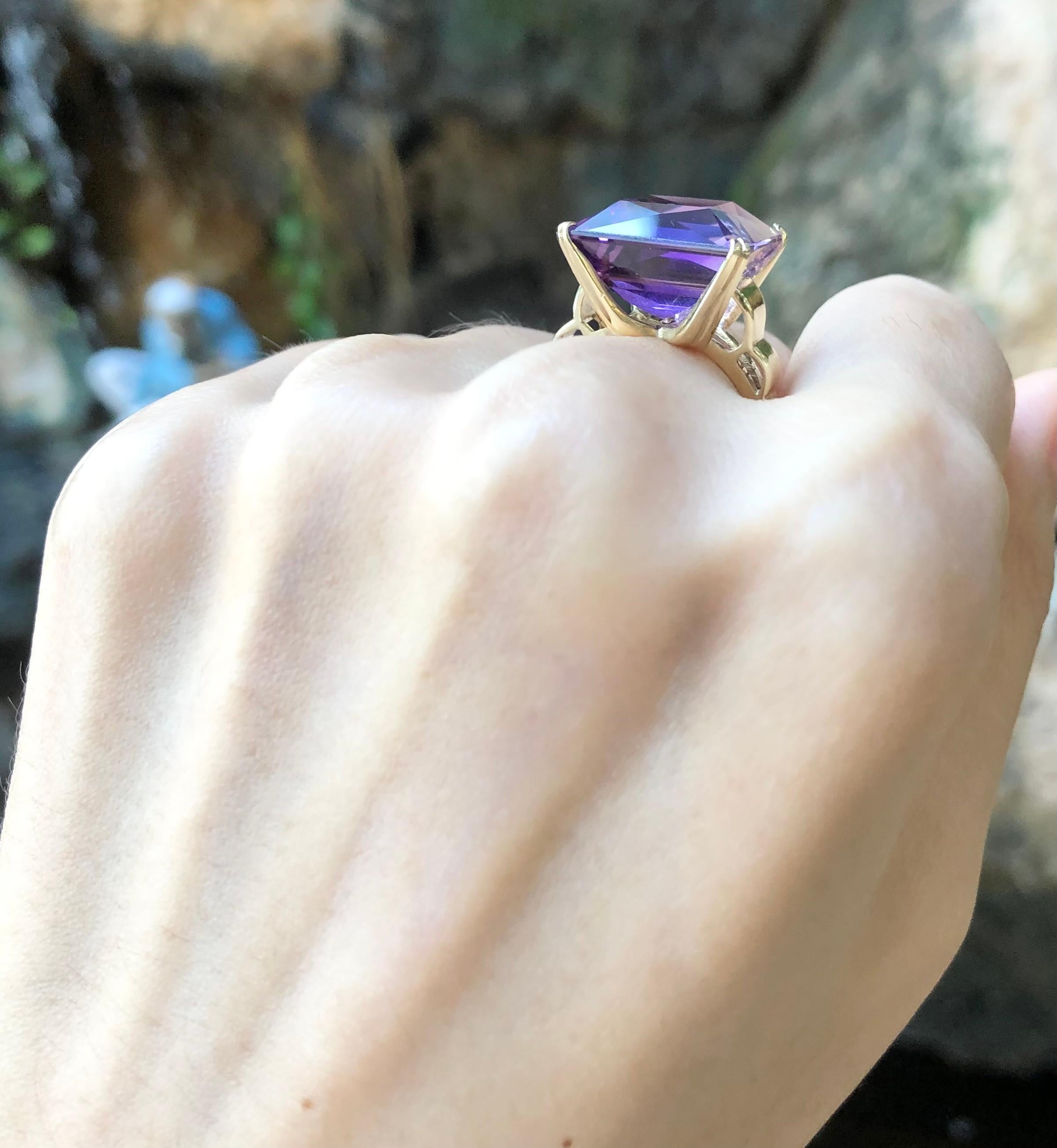 Amethyst-Ring in 14 Karat Gold gefasst im Angebot 1