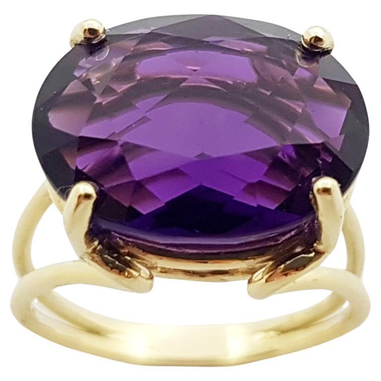 Amethyst Ring Set in 14 Karat Gold Settings For Sale