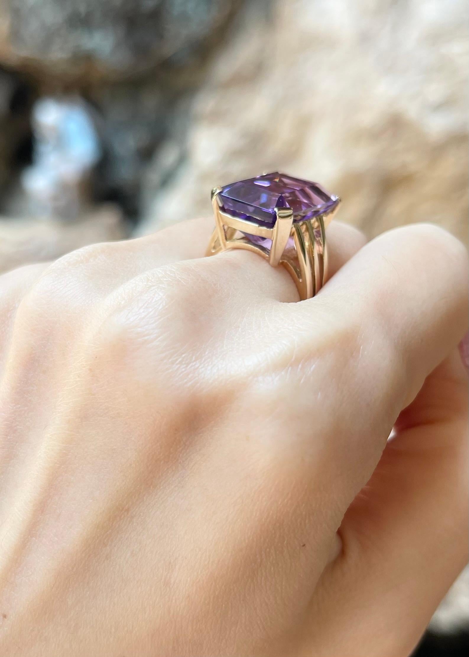 De las mujeres Anillo de amatista engastado en oro de 14 quilates en venta