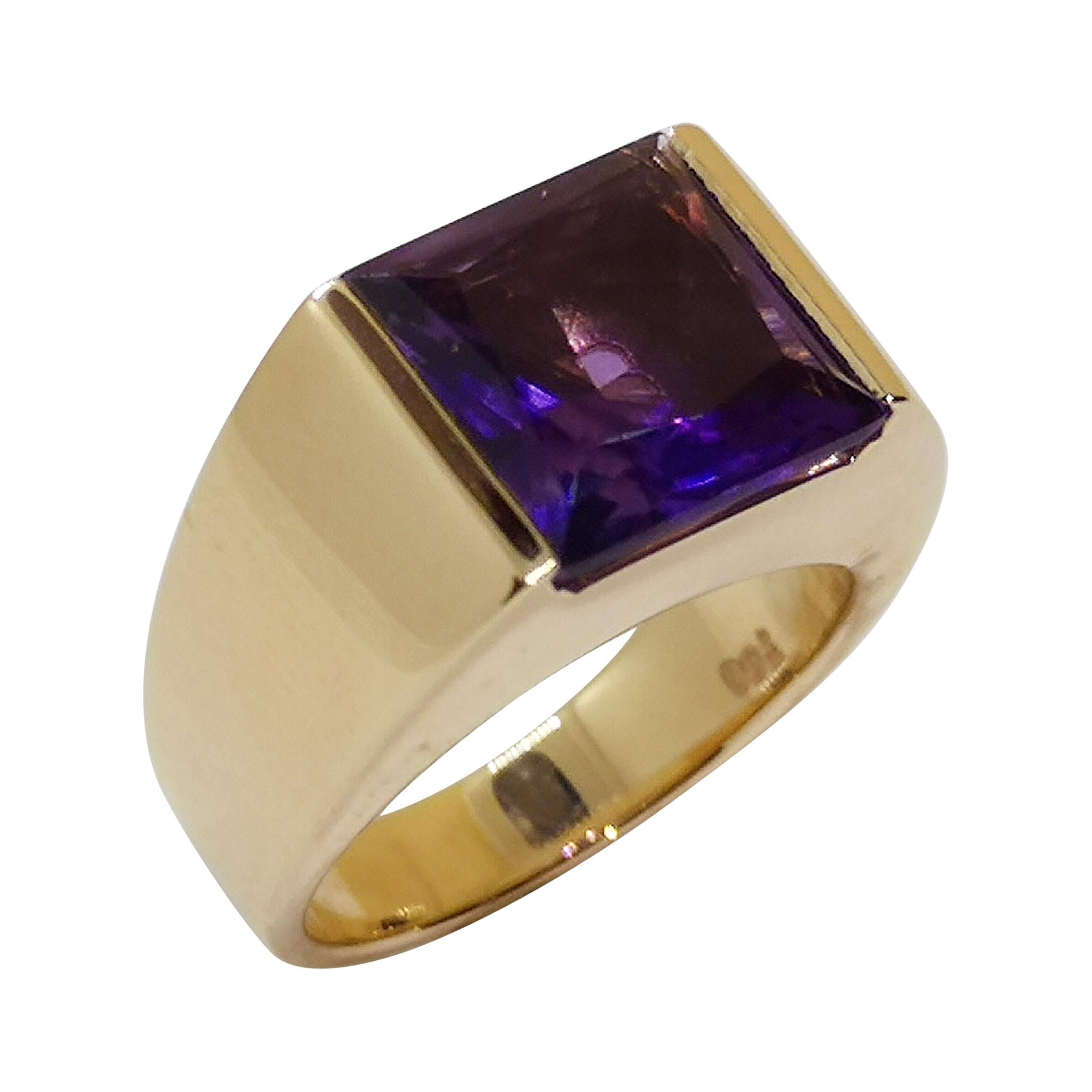 Amethyst Ring Set in 18 Karat Rose Gold Settings For Sale