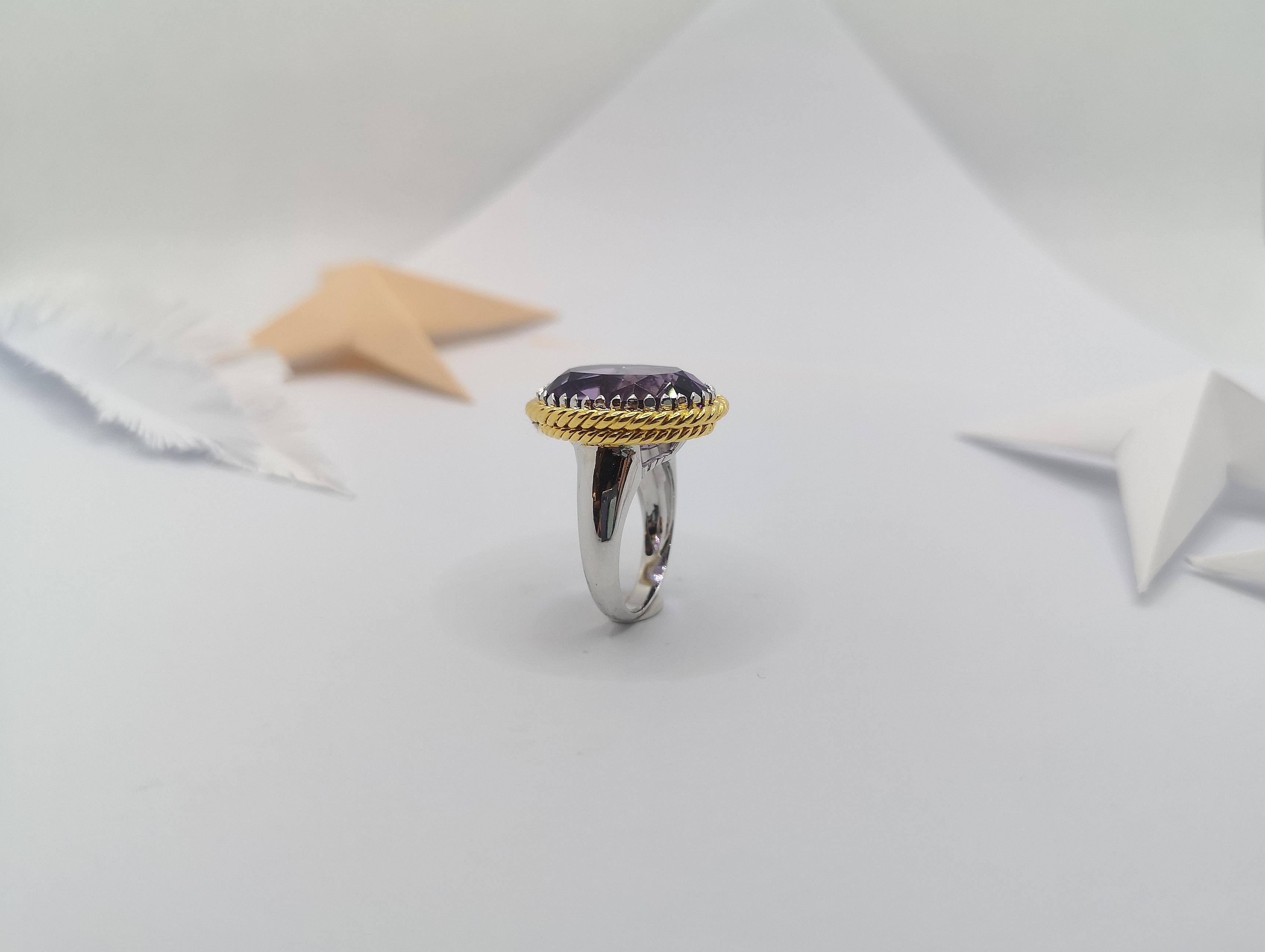 Women's Amethyst Ring Set in 18 Karat White Gold Settings For Sale