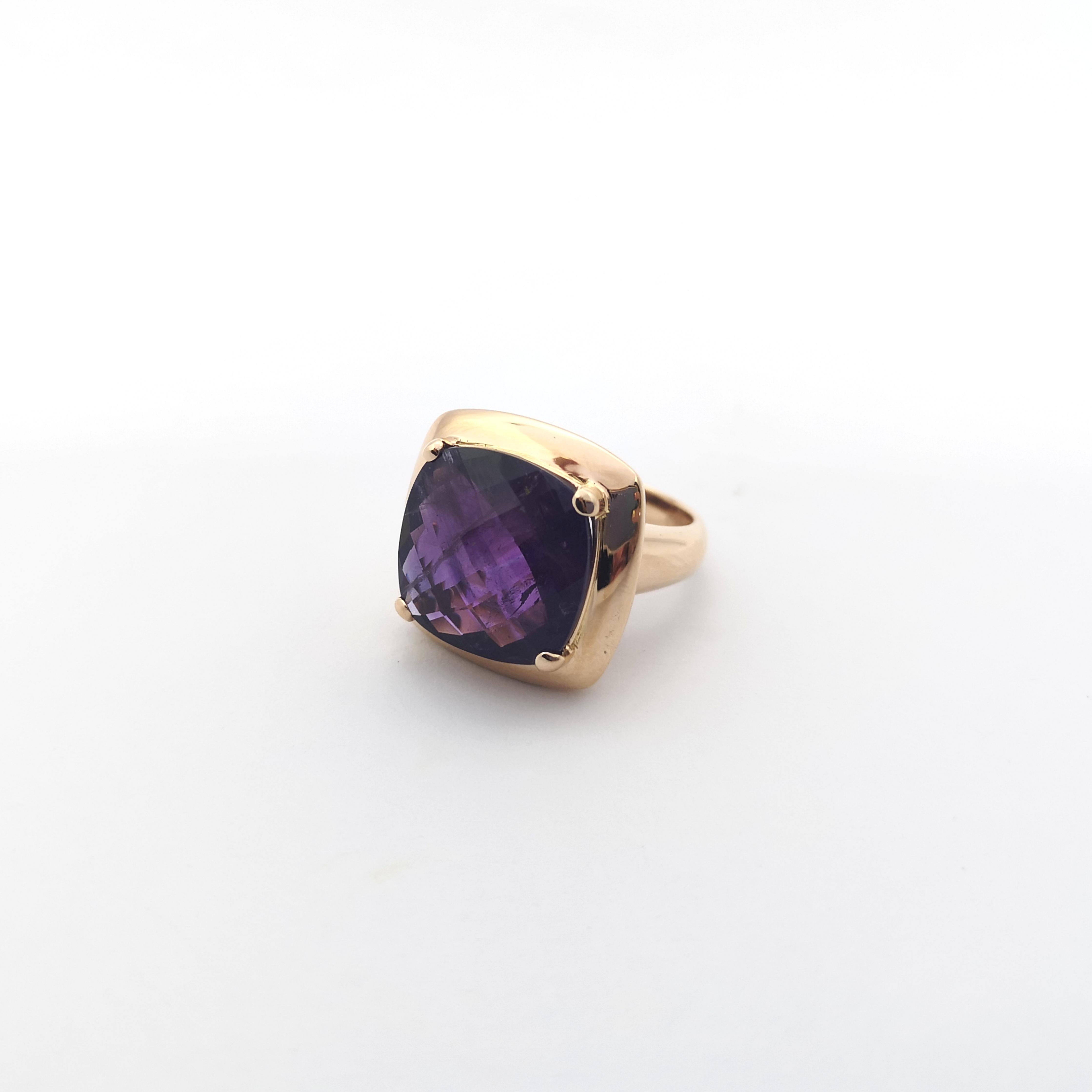 Anello di ametista con montatura in oro rosa 18 carati in vendita 4