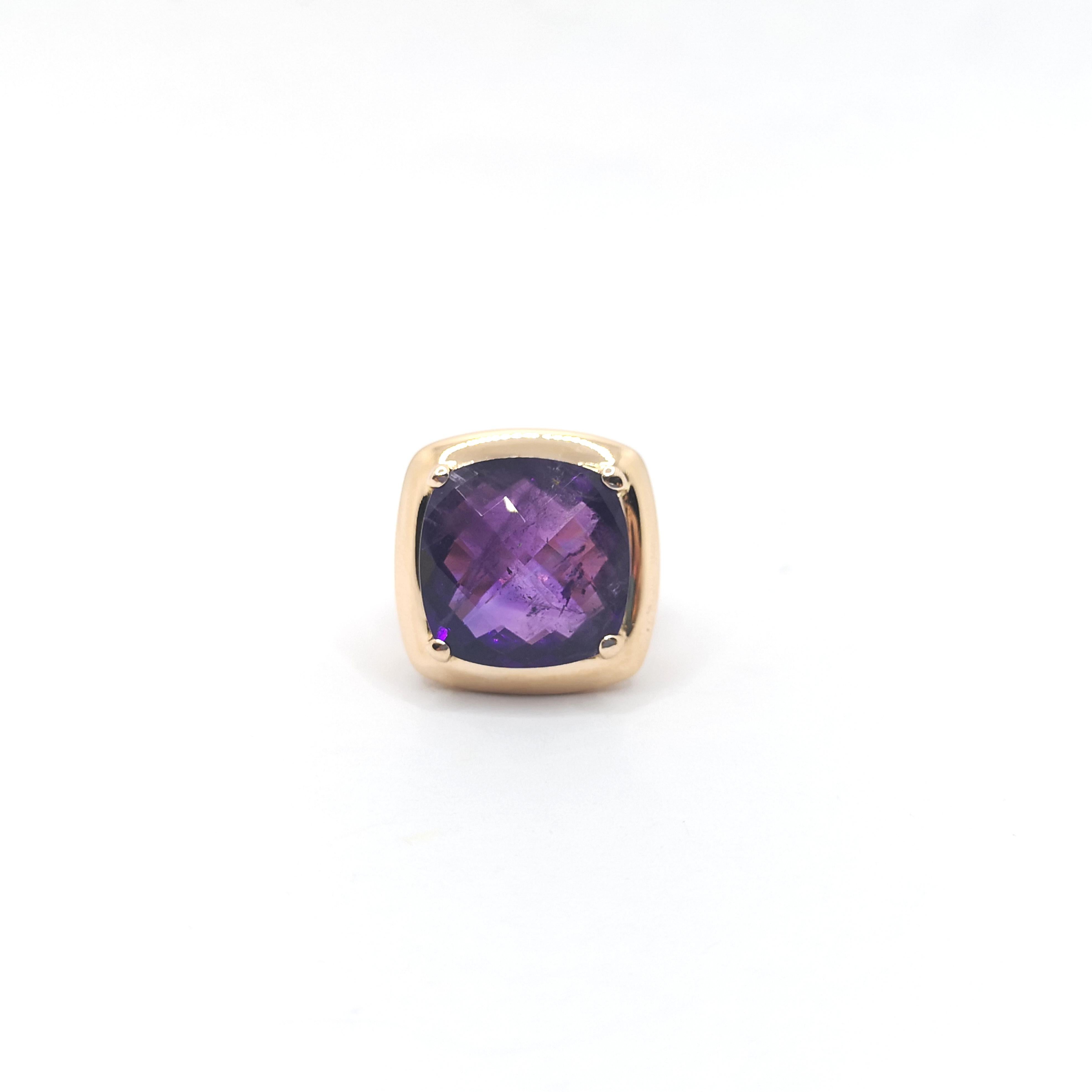 Anello di ametista con montatura in oro rosa 18 carati in vendita 5