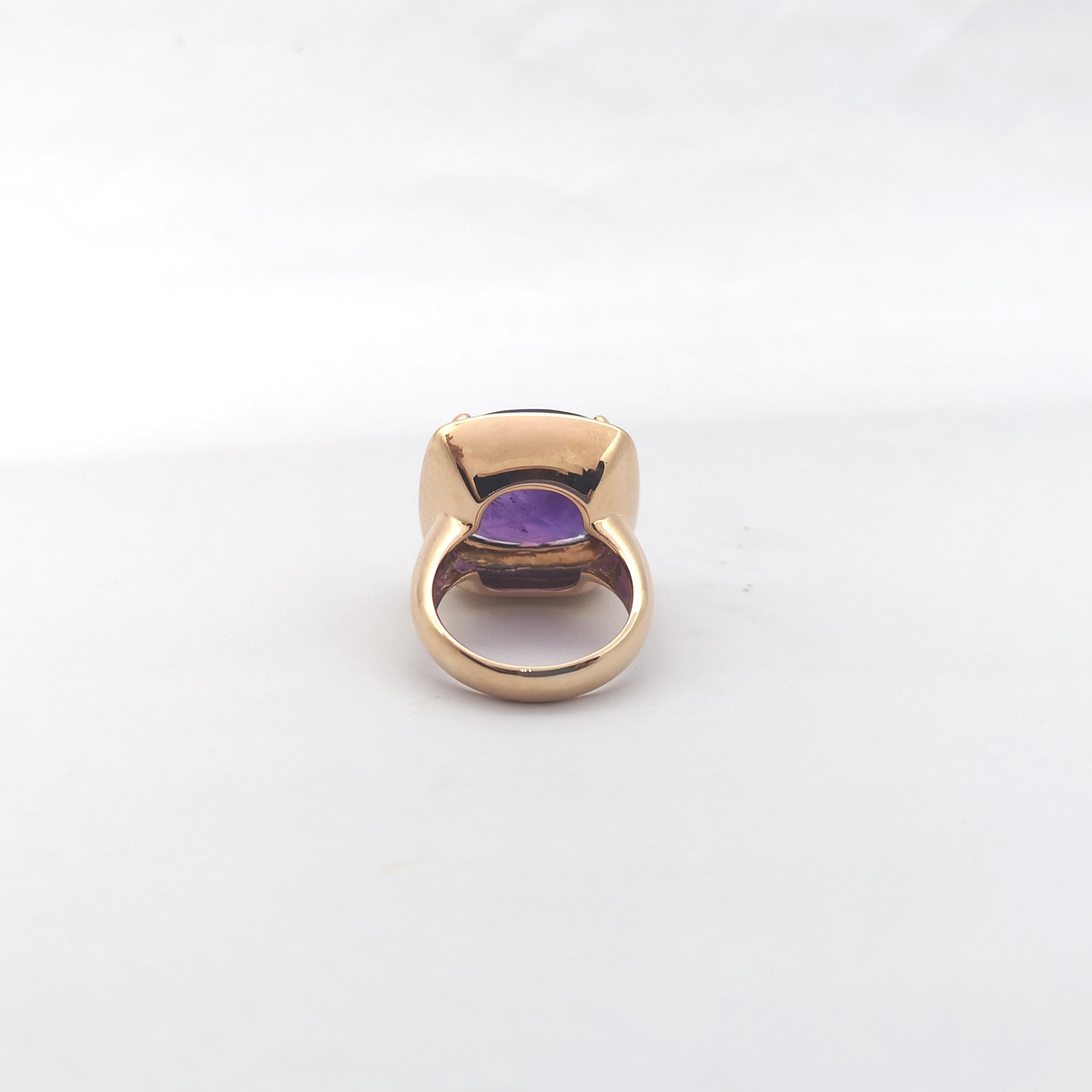 Anello di ametista con montatura in oro rosa 18 carati in vendita 6