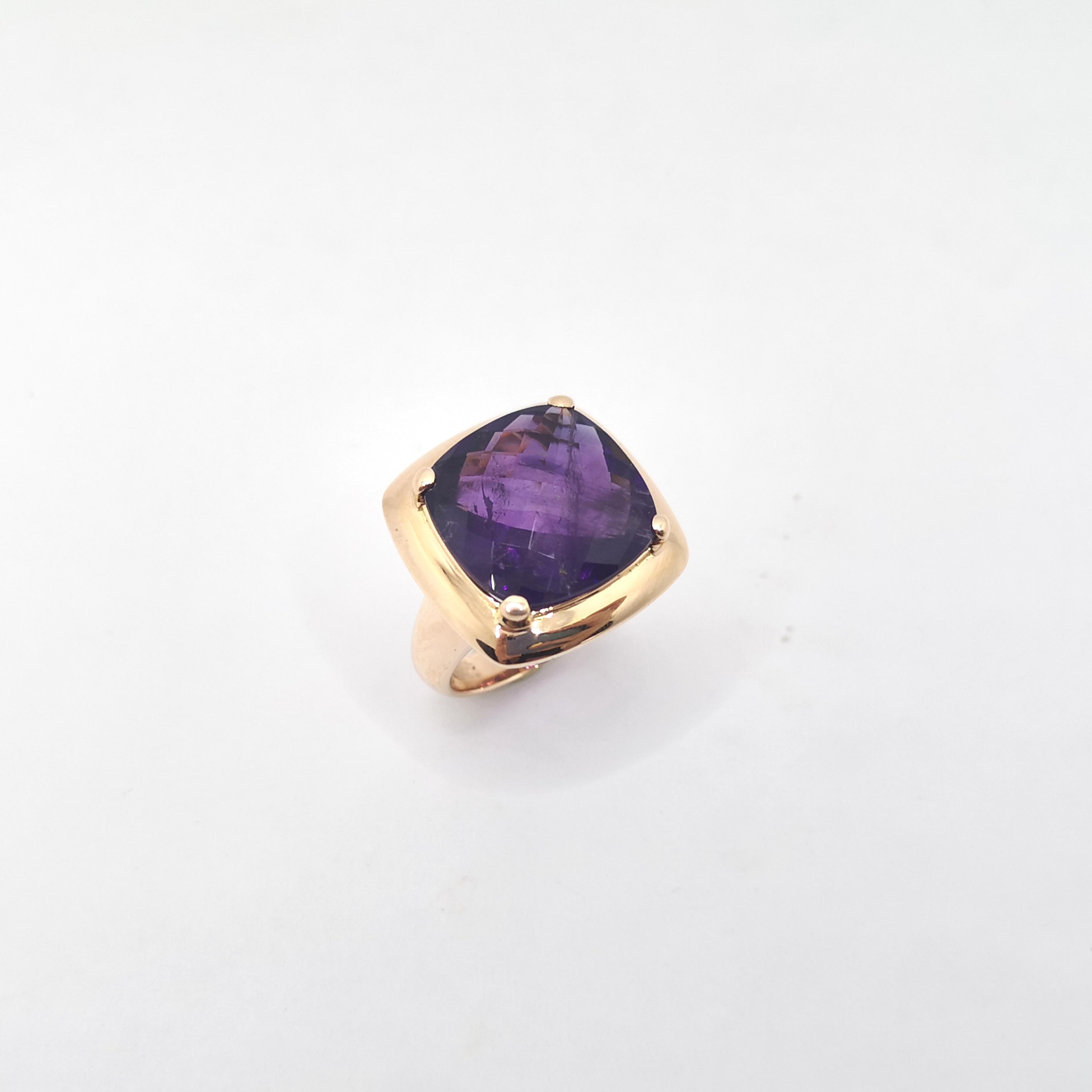 Anello di ametista con montatura in oro rosa 18 carati in vendita 8