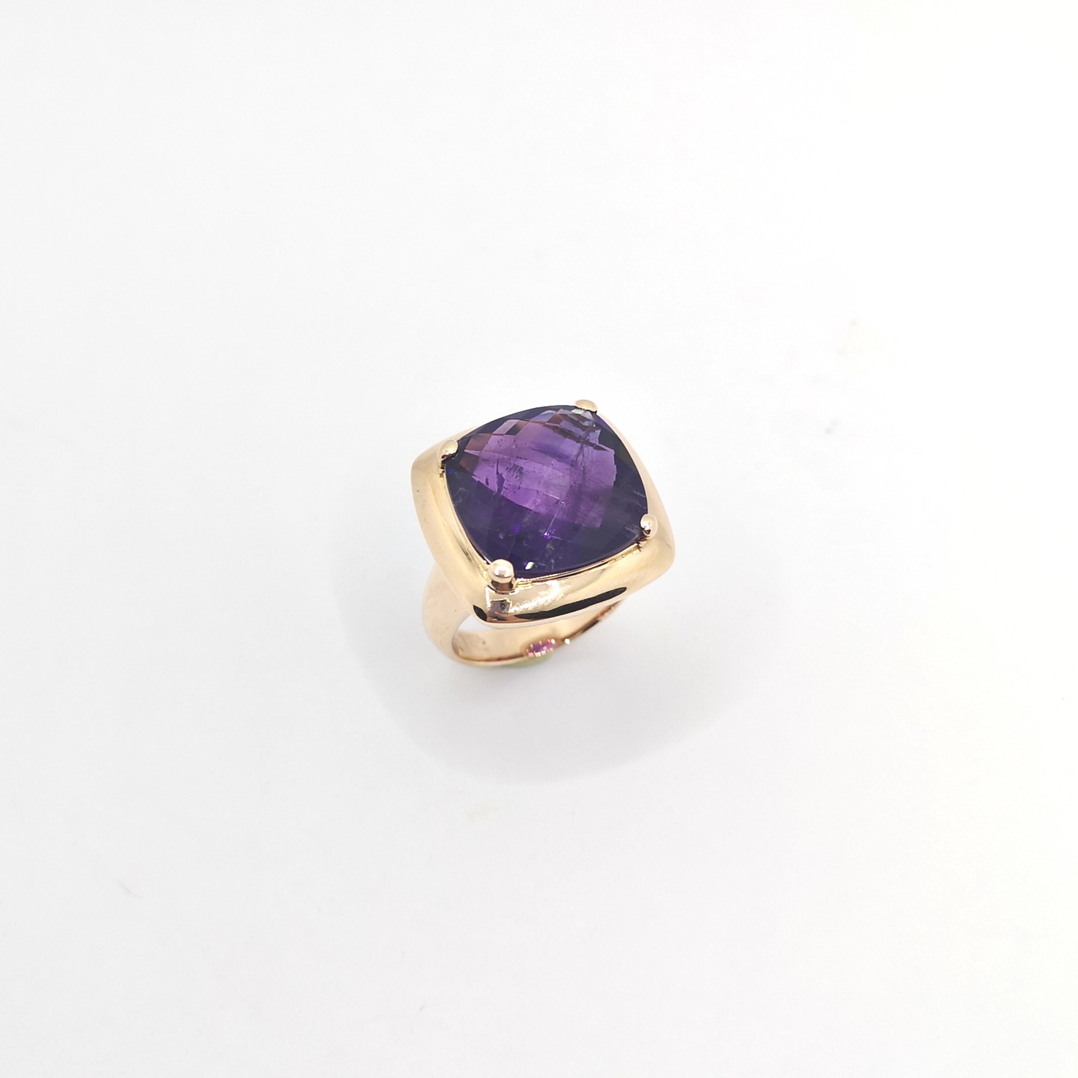 Anello di ametista con montatura in oro rosa 18 carati in vendita 10