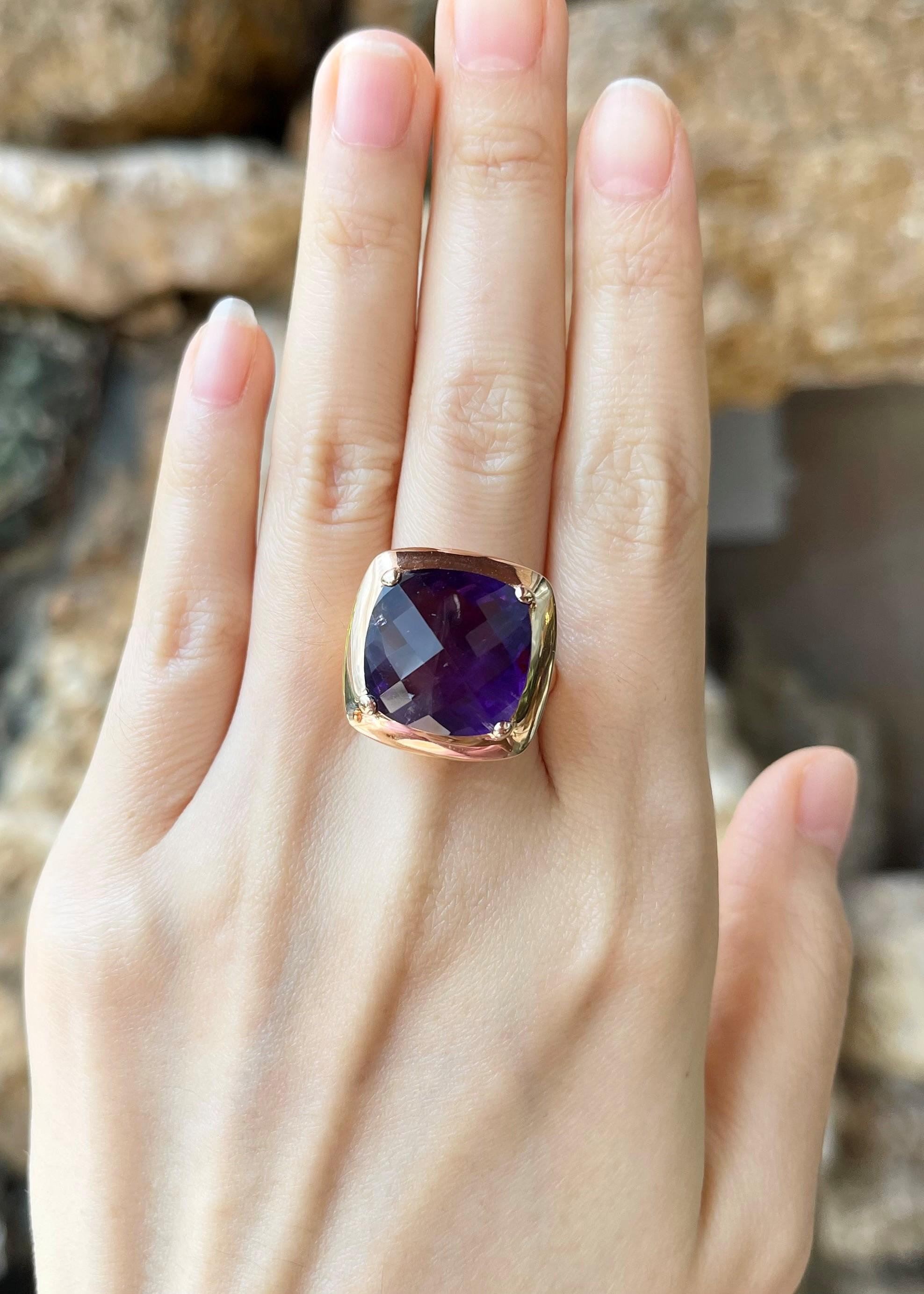 Anello di ametista con montatura in oro rosa 18 carati In condizioni Nuovo in vendita a Bangkok, TH