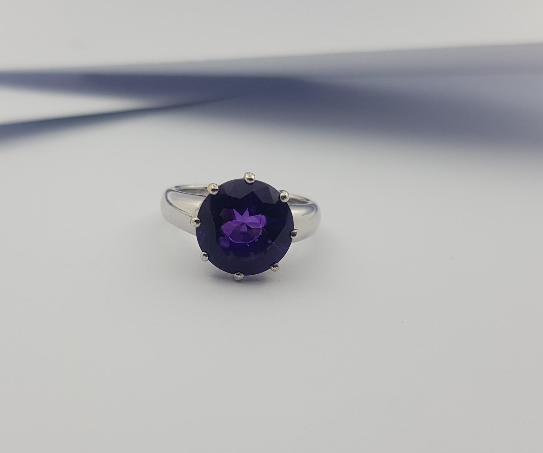 Amethyst Ring Set in 18k White Gold Settings For Sale 5