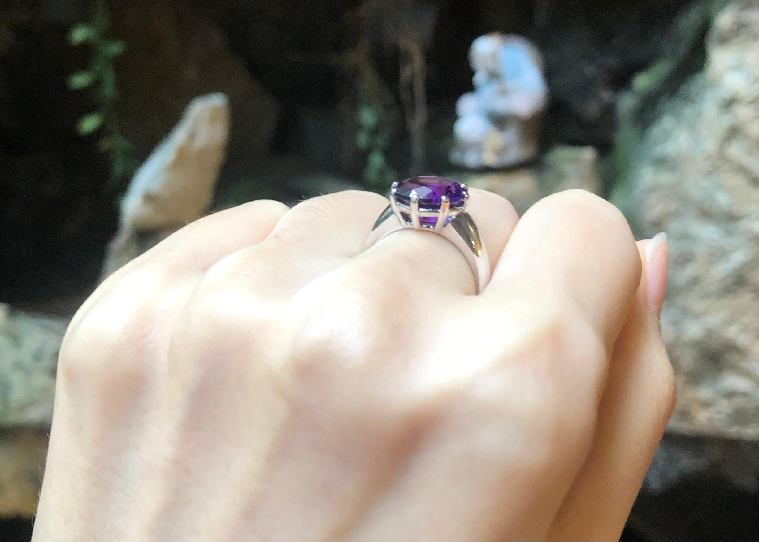 Amethyst 3.69 carats Ring set in 18K White Gold Settings

Width:  1.0 cm 
Length: 1.0 cm
Ring Size: 51
Total Weight: 7.4 grams

