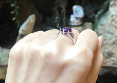 Amethyst Ring Set in 18k White Gold Settings