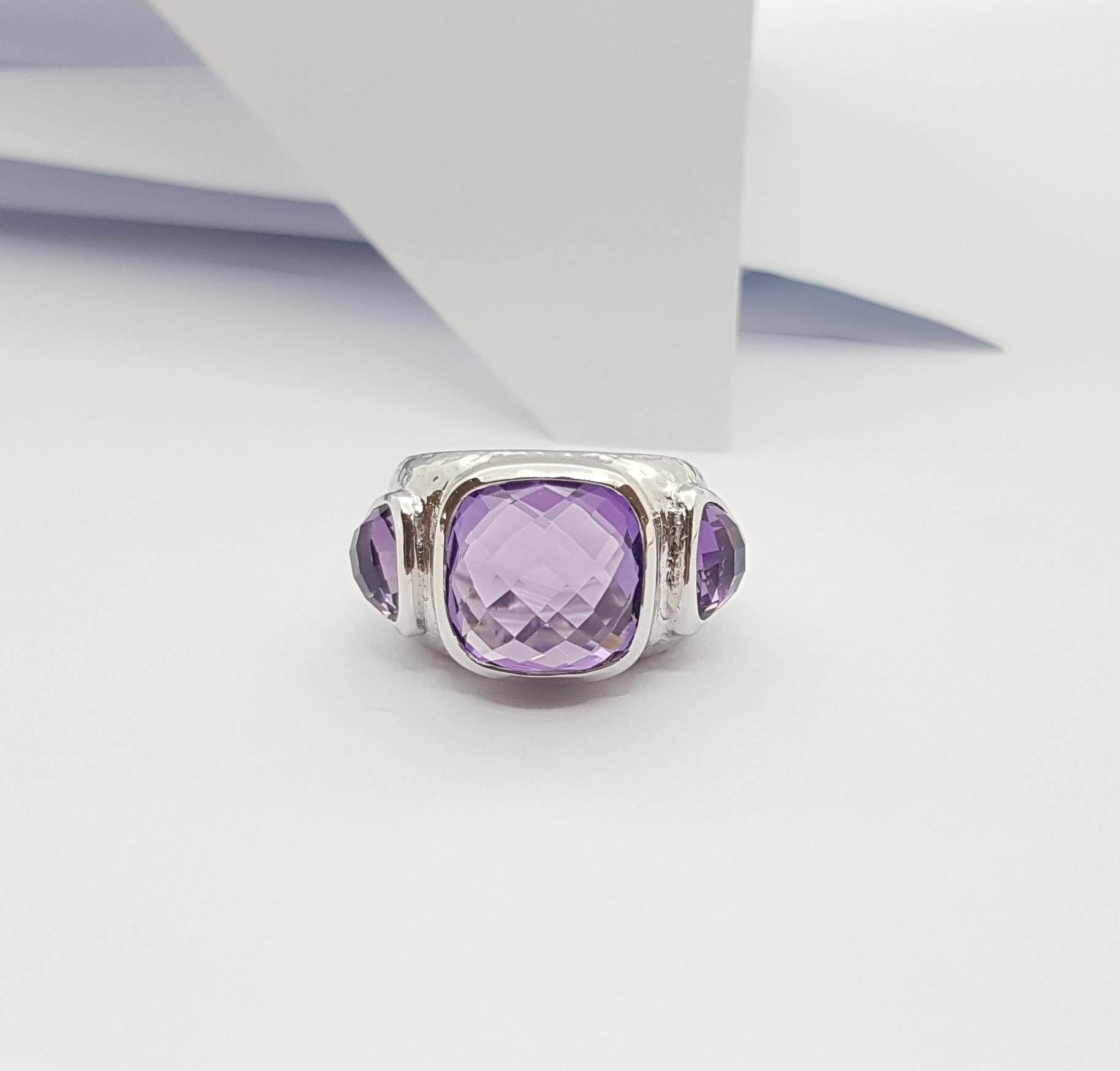 Contemporary Amethyst  Ring set in Silver Settings For Sale