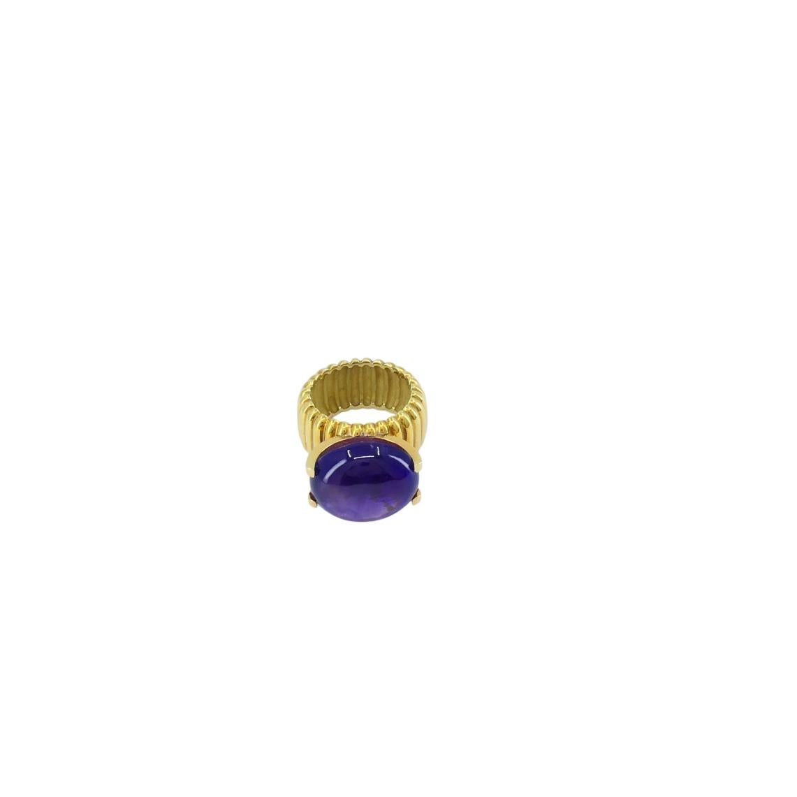 Amethyst Ring Signiert Tambetti 18k Gold Cocktail Ring im Angebot 1