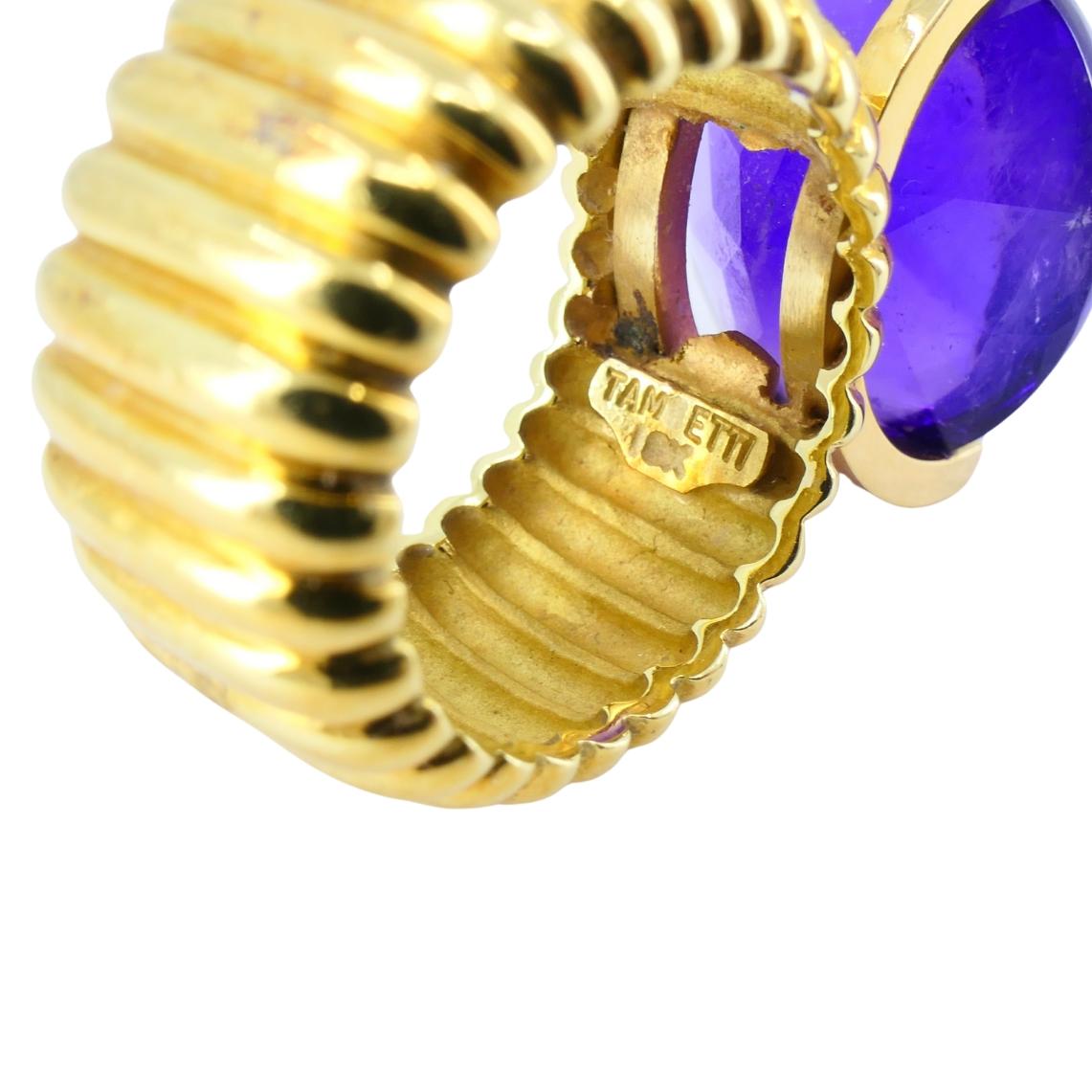 Amethyst Ring Signiert Tambetti 18k Gold Cocktail Ring im Angebot 2