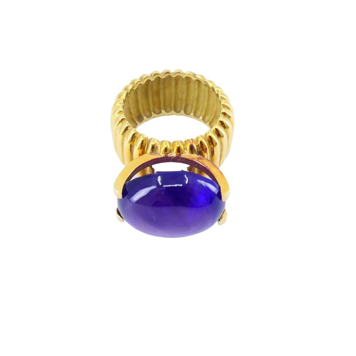 Amethyst Ring Signiert Tambetti 18k Gold Cocktail Ring im Angebot 3