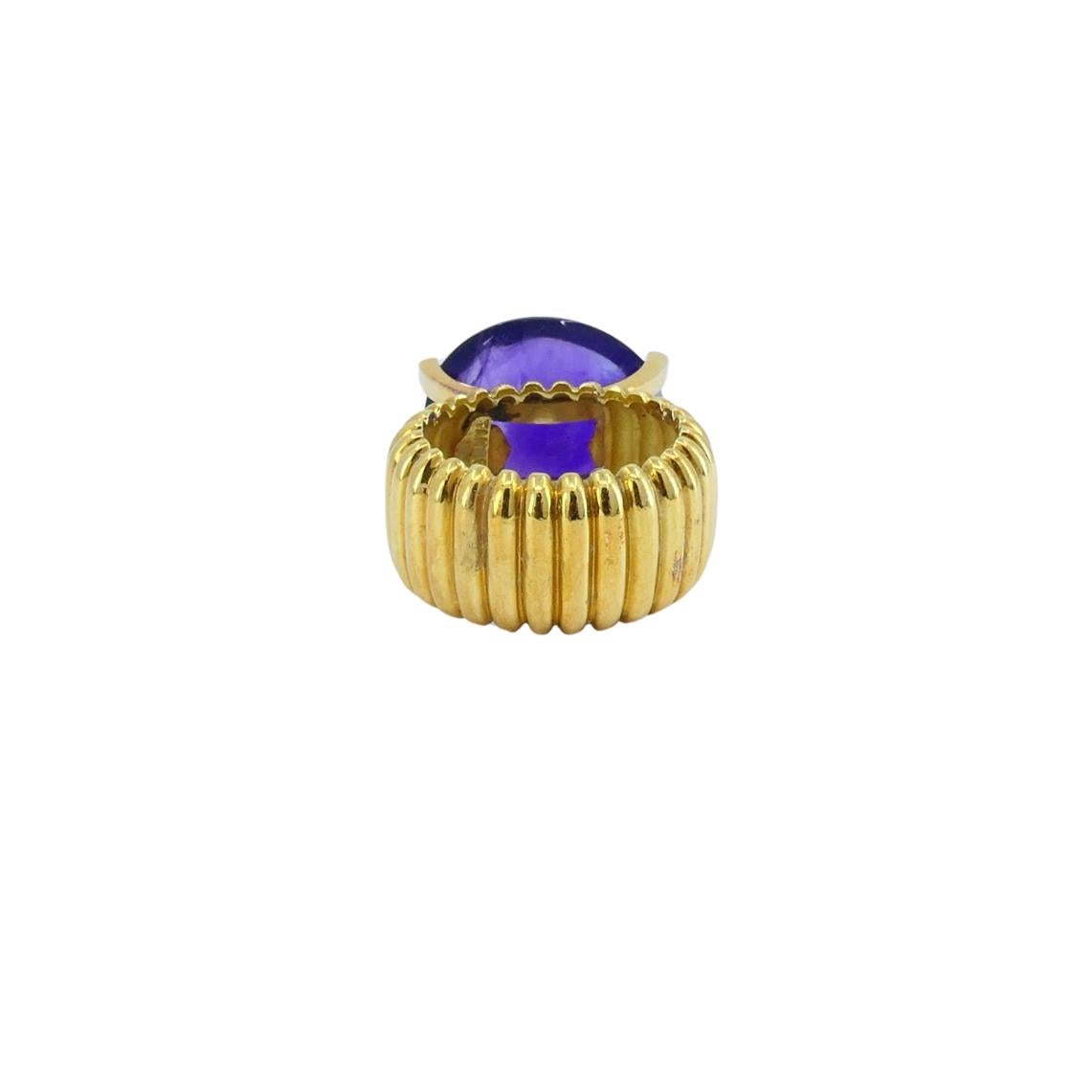 Amethyst Ring Signiert Tambetti 18k Gold Cocktail Ring im Angebot 4