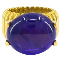 Anillo de amatista Firmado Tambetti Anillo de cóctel de oro de 18 quilates