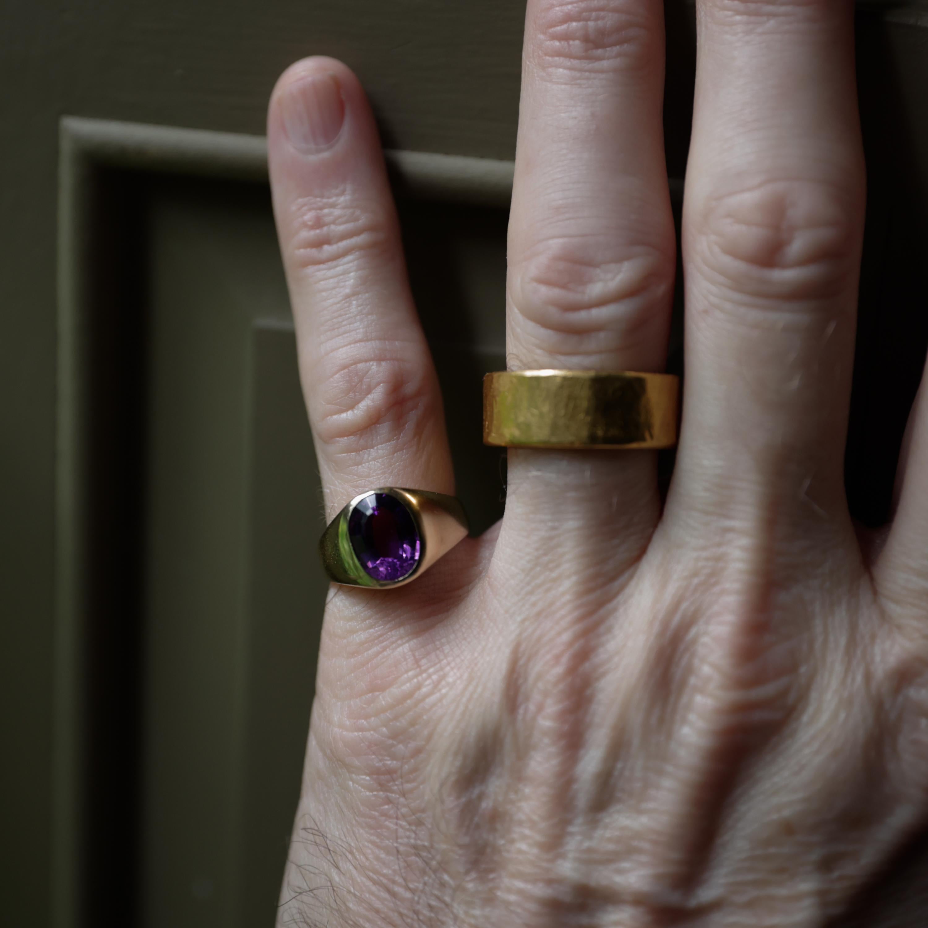 Amethyst-Ring Substantial, Qualität 14K, Mitte des Jahrhunderts, Größe 8 1