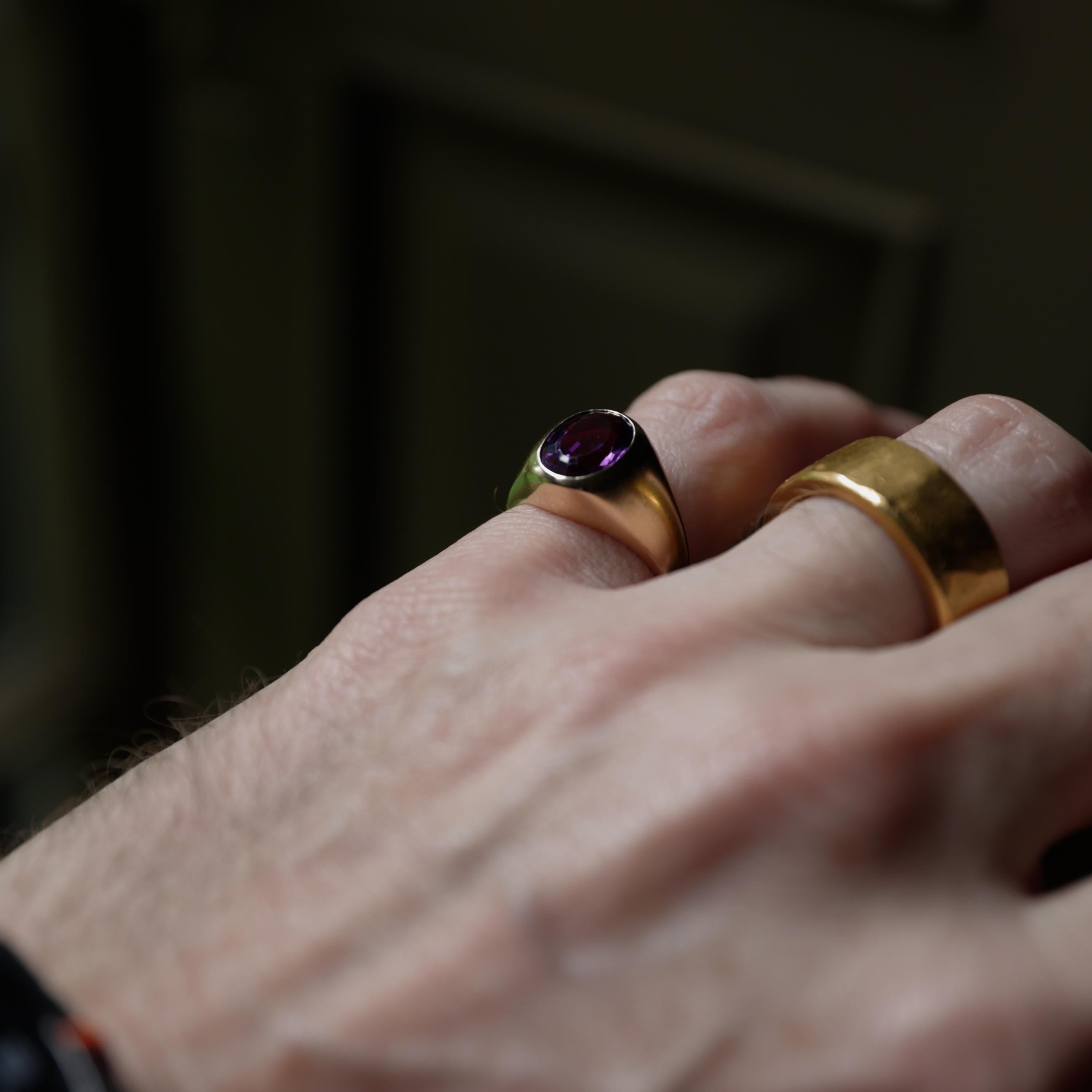 Amethyst-Ring Substantial, Qualität 14K, Mitte des Jahrhunderts, Größe 8 2