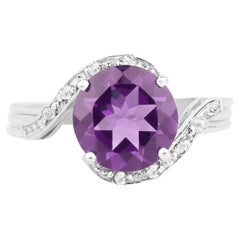 Amethyst Ring White Topazes 2.5 Carats Sterling Silver