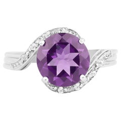 Amethyst Ring White Topazes 2.5 Carats Sterling Silver