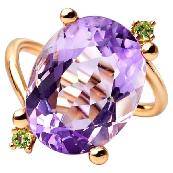 Amethyst Ring with Peridot in 18k Rose Gold by Alexander Leyser For Sale