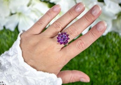 Amethyst-Ring mit Rhodolith-Granat, 5,62 Karat, Sterlingsilber