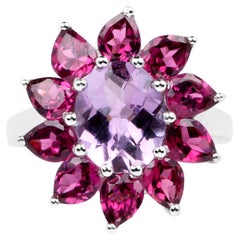 Amethyst-Ring mit Rhodolith-Granat, 5,62 Karat, Sterlingsilber