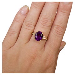 Amethyst-Ring mit weißen Topazen 3.4 Karat 14K Gelbgold vergoldetes Silber