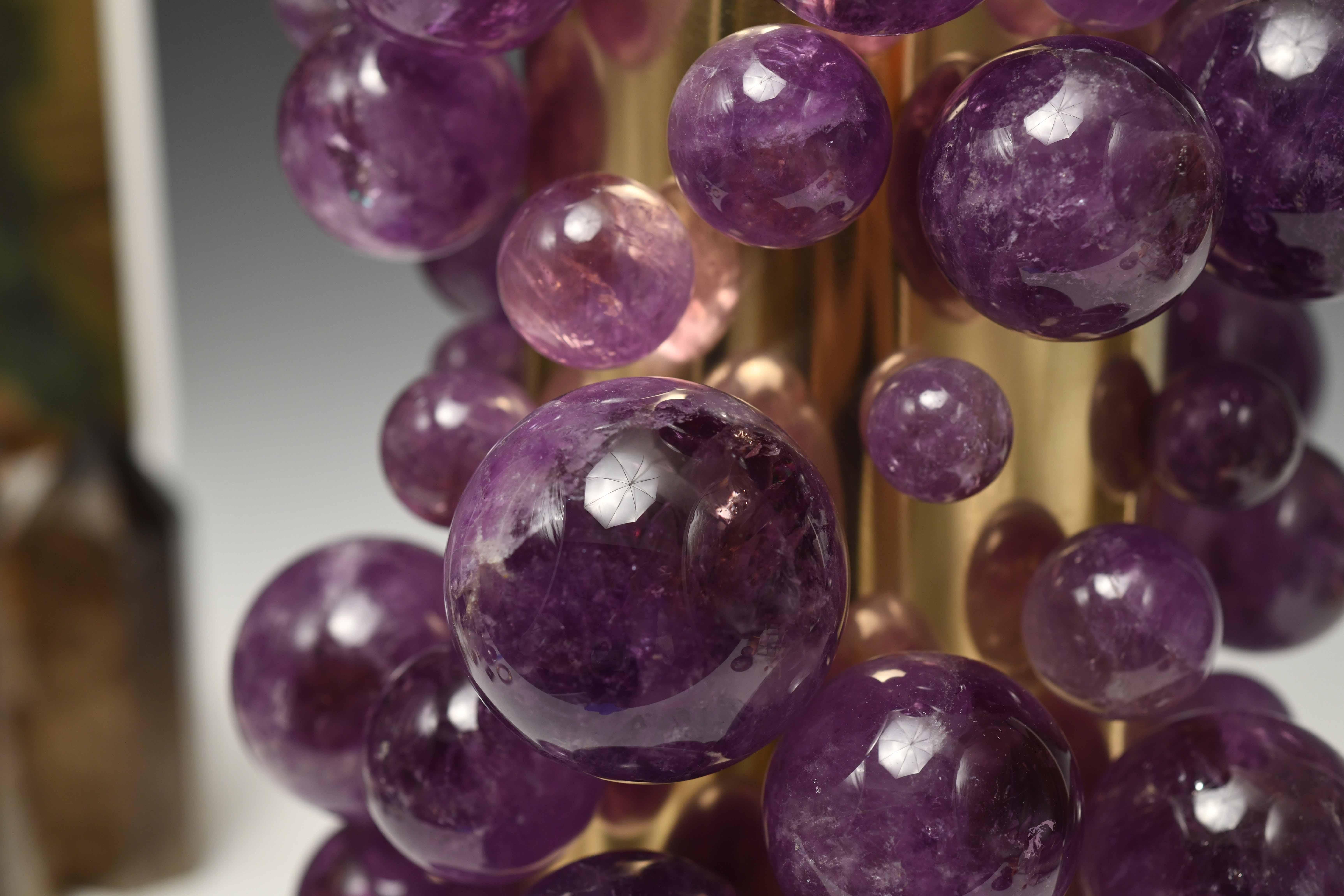 Amethyst Rock Crystal Bubble Lamps by Phoenix In Excellent Condition In New York, NY