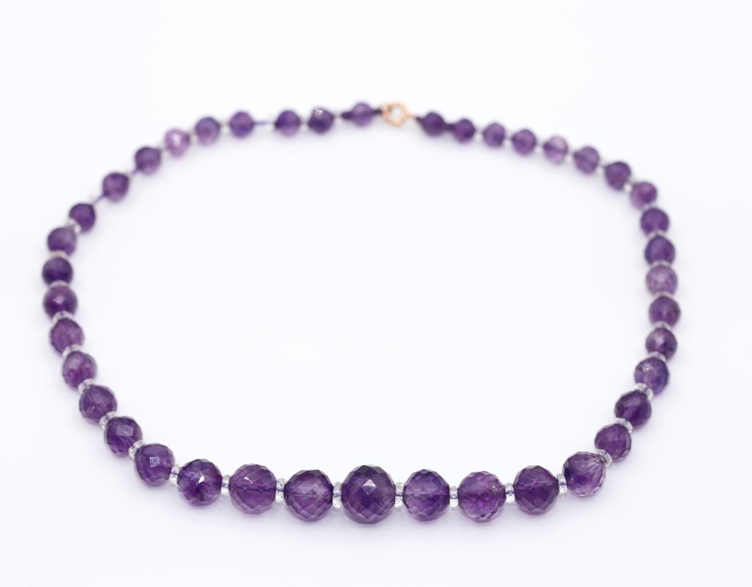 Bead Amethyst Rock Crystal Necklace, 1960 For Sale