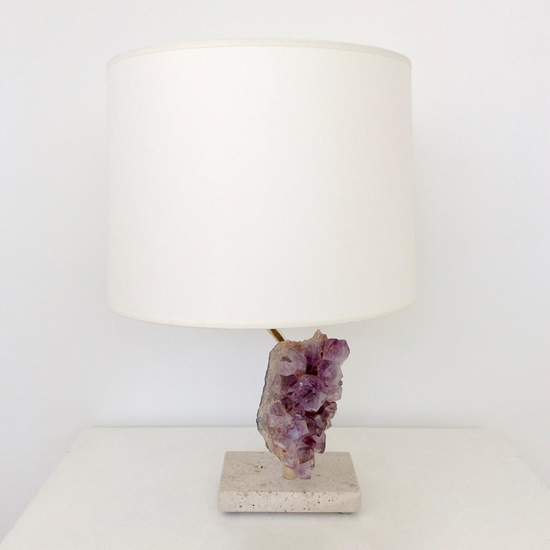 Amethyst Rock Table Lamp, circa 1970, Belgium In Good Condition For Sale In Brussels, BE