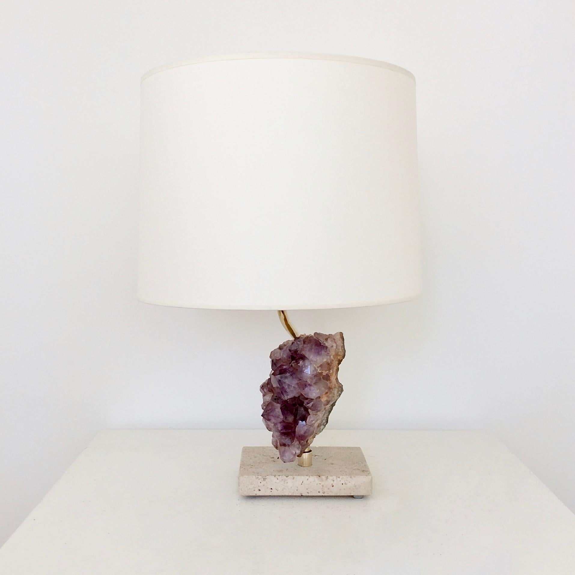 Late 20th Century Amethyst Rock Table Lamp, circa 1970, Belgium For Sale
