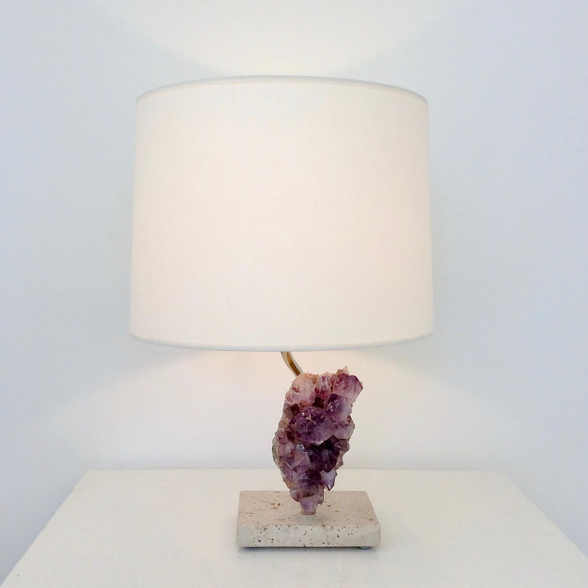 Amethyst Rock Table Lamp, circa 1970, Belgium For Sale 1