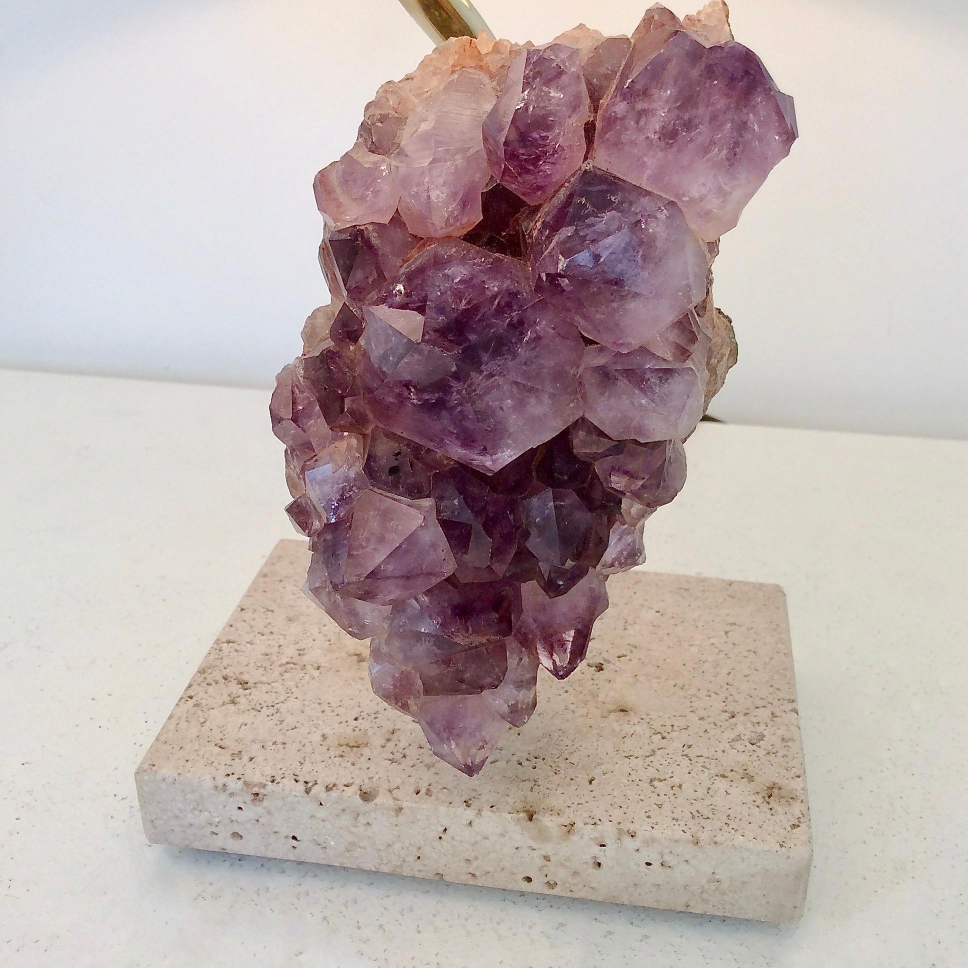 Amethyst Rock Table Lamp, circa 1970, Belgium For Sale 2