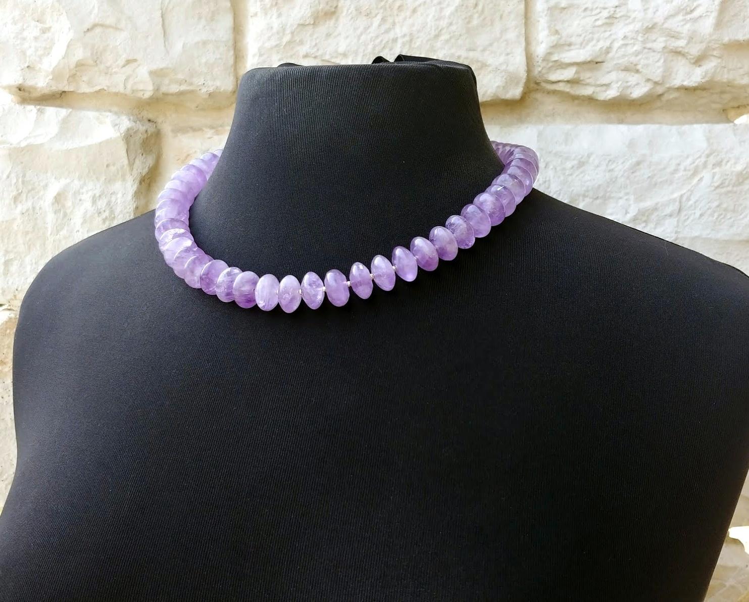 Collana di perline a rondelle di ametista In condizioni ottime in vendita a Chesterland, OH