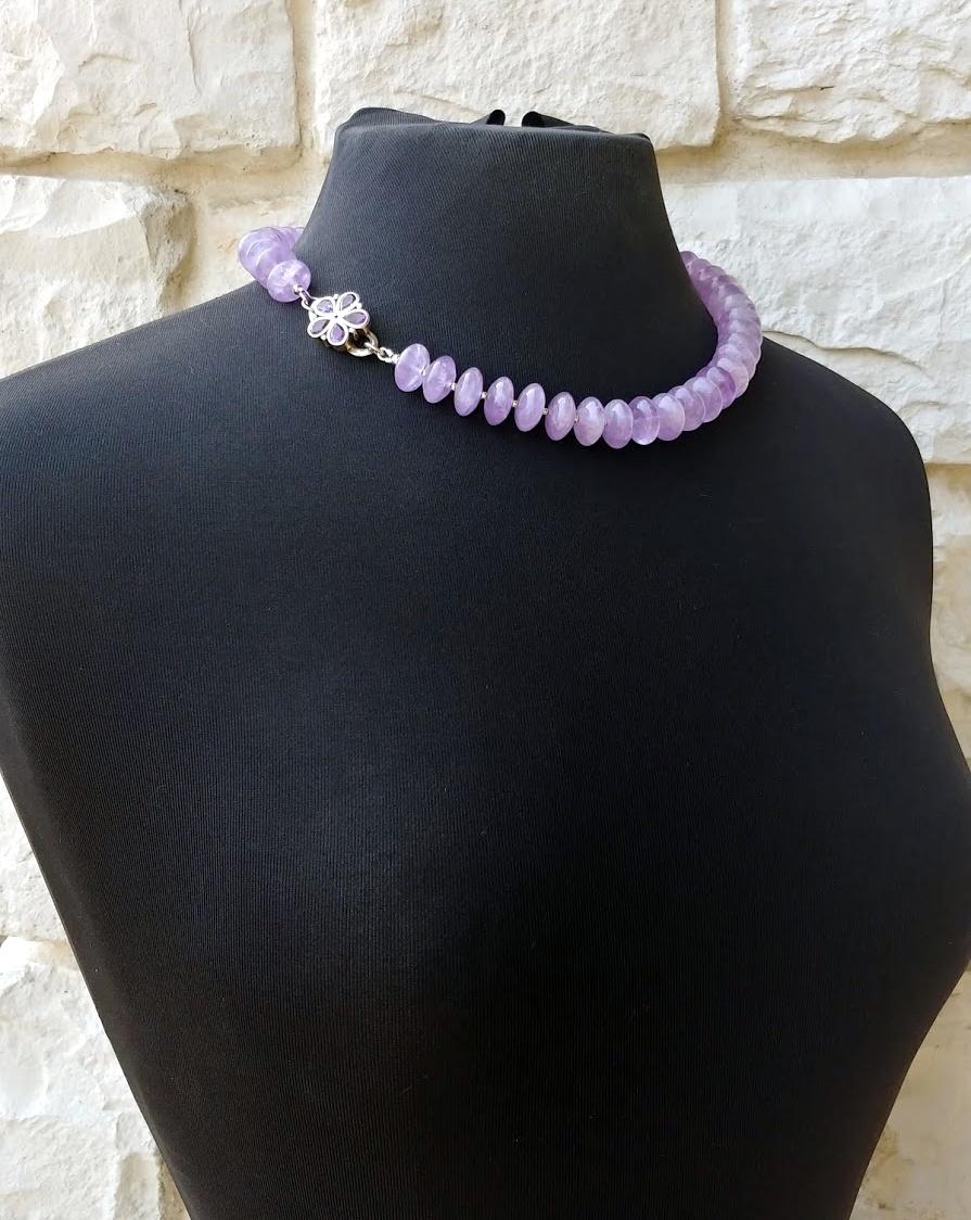 Collana di perline a rondelle di ametista in vendita 1