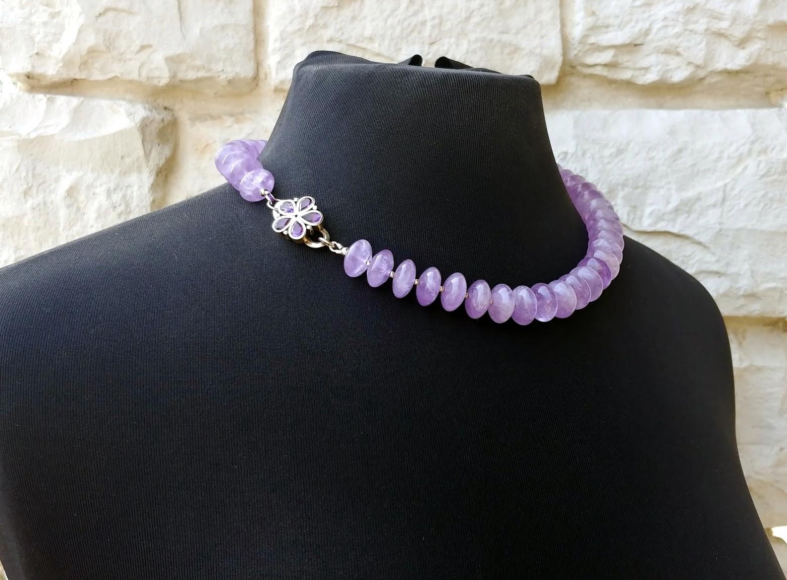 Collana di perline a rondelle di ametista in vendita 2