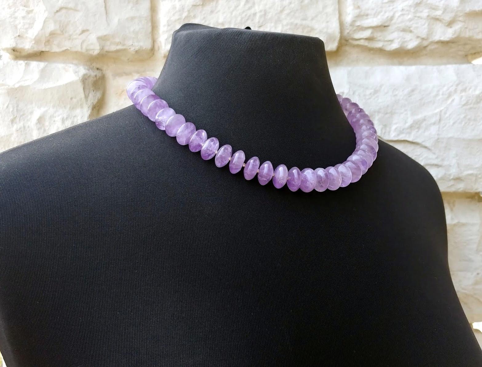 Collana di perline a rondelle di ametista in vendita 3