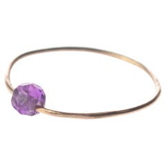 Amethyst Rondelle Natural Color 9 Karat Yellow Gold Planet Pluto Boho Band Ring