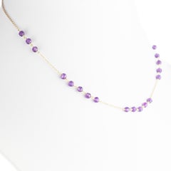 Amethyst Rondelles 9 Karat Yellow Gold Chain Handmade Cocktail Chic Necklace
