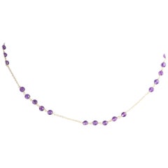 Amethyst Rondelles Gold Plate Chain Handmade Cocktail Chic Modern Necklace