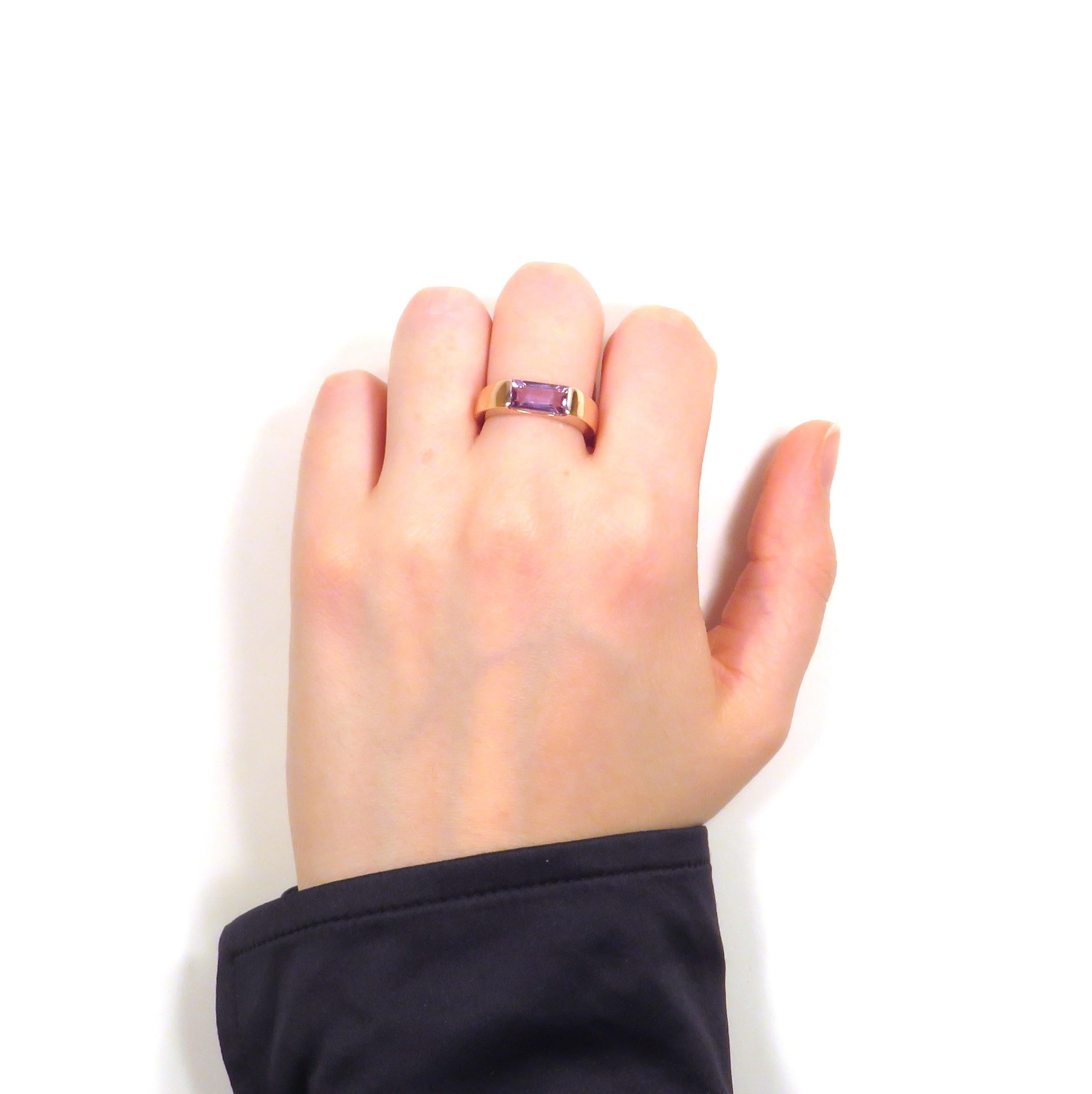 Modern Amethyst Rose Gold Band Ring Handcrafted in Italy by Botta Gioielli For Sale