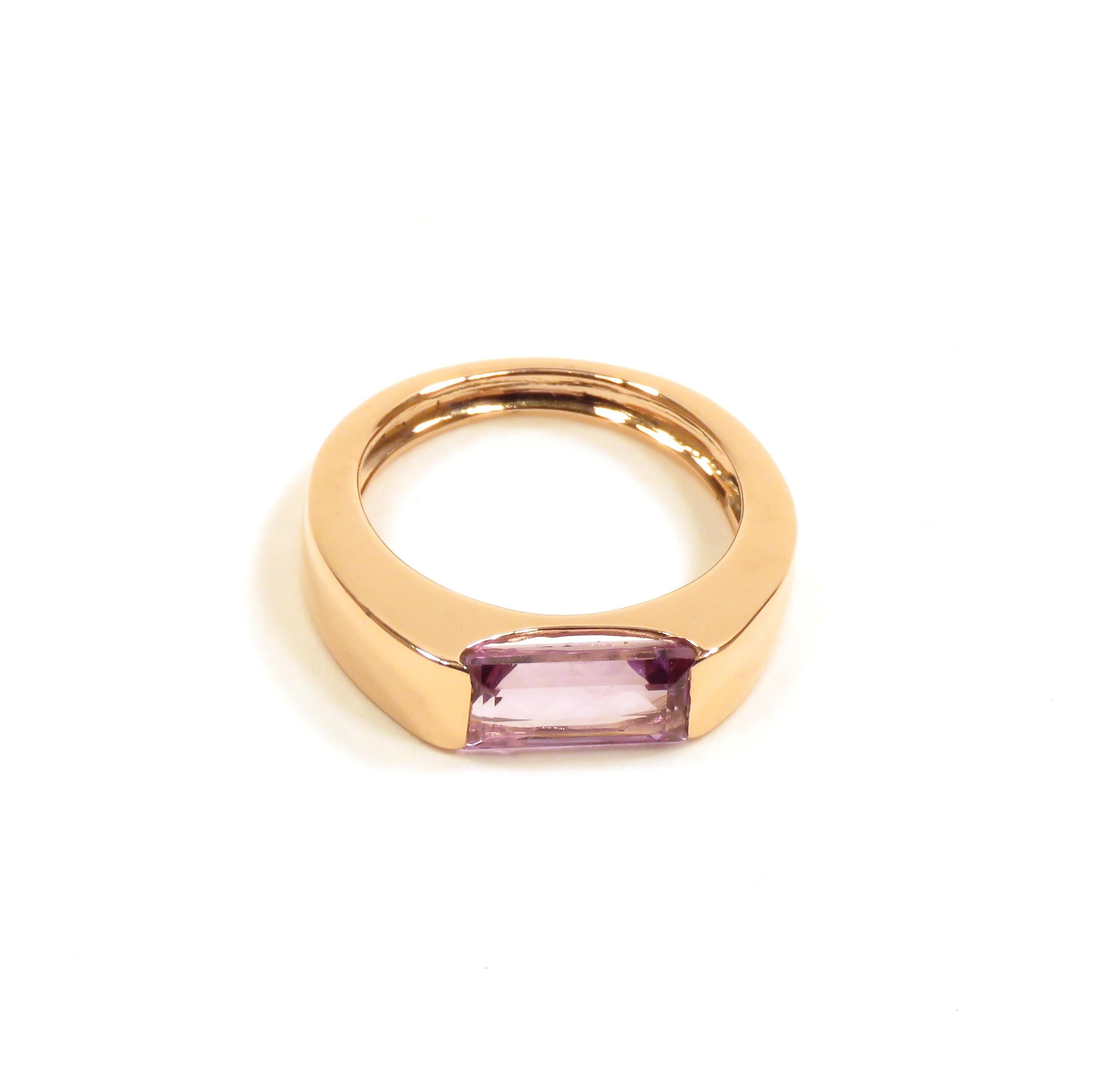 Amethyst Rose Gold Band Ring Handcrafted in Italy by Botta Gioielli In New Condition For Sale In Milano, IT