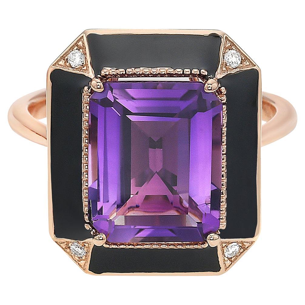 Amethyst Rose Gold Diamond Ring For Sale
