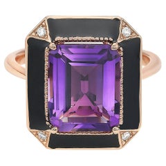 Amethyst Rose Gold Diamond Ring