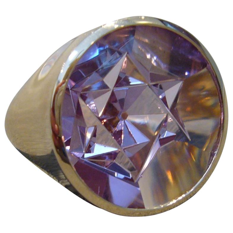 Amethyst Rose Gold Ring "Star of David" Wagner Collection For Sale